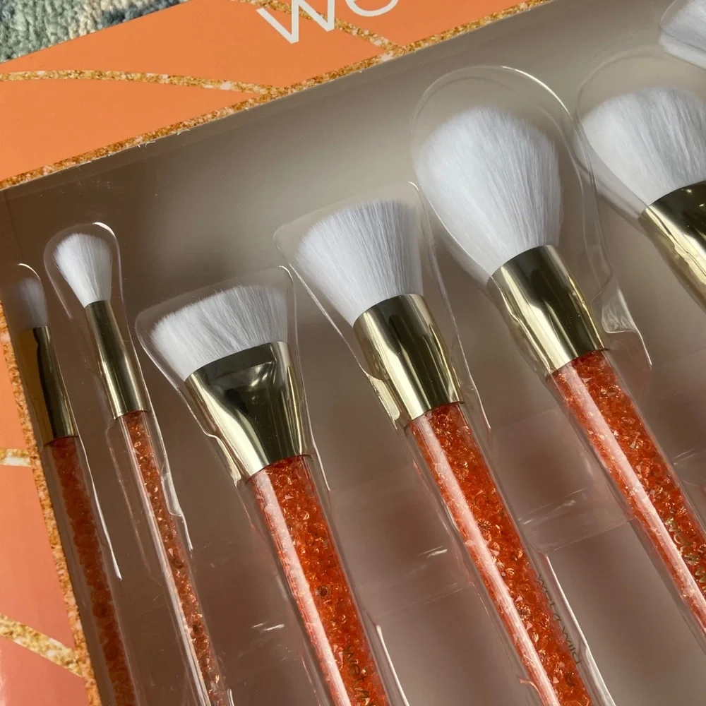 wet n wild makeup brush set of 10 brushes coral orange sparkle y2K beauty gift